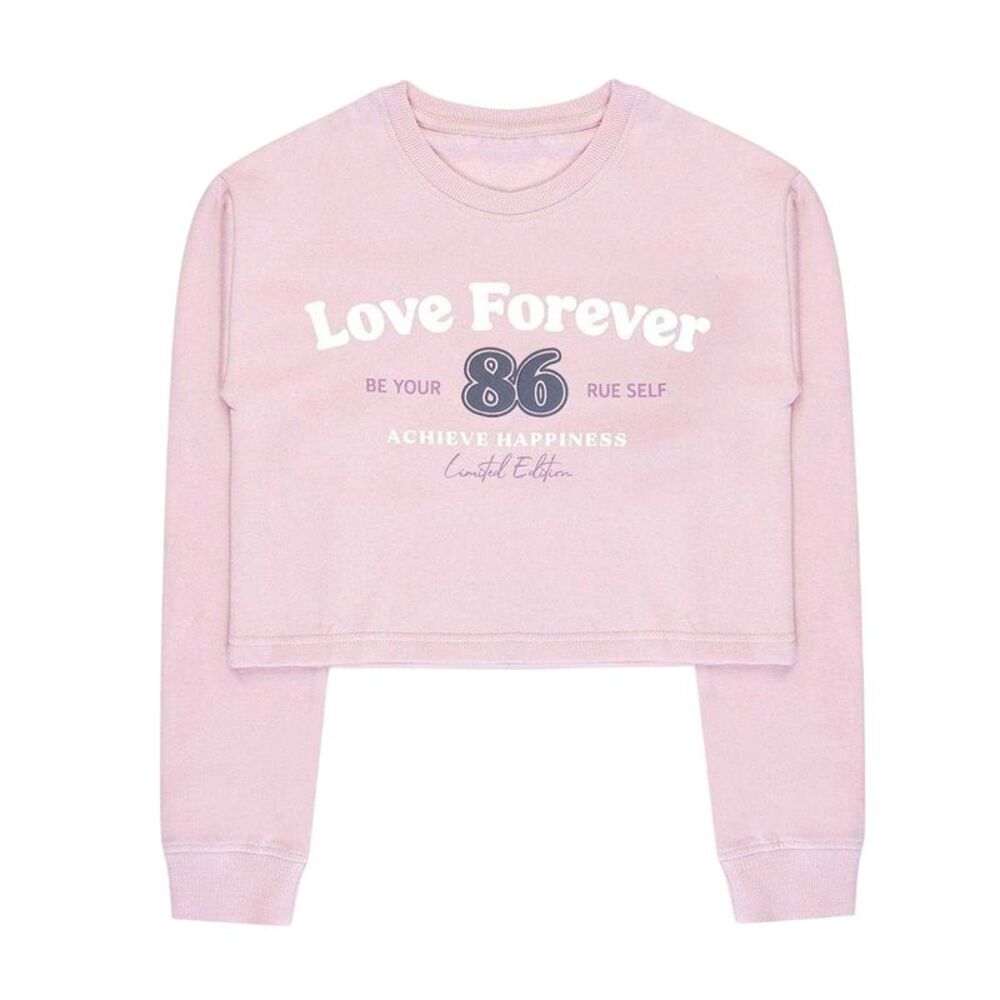Miso Girls Love Crop Sweatshirt / Pink